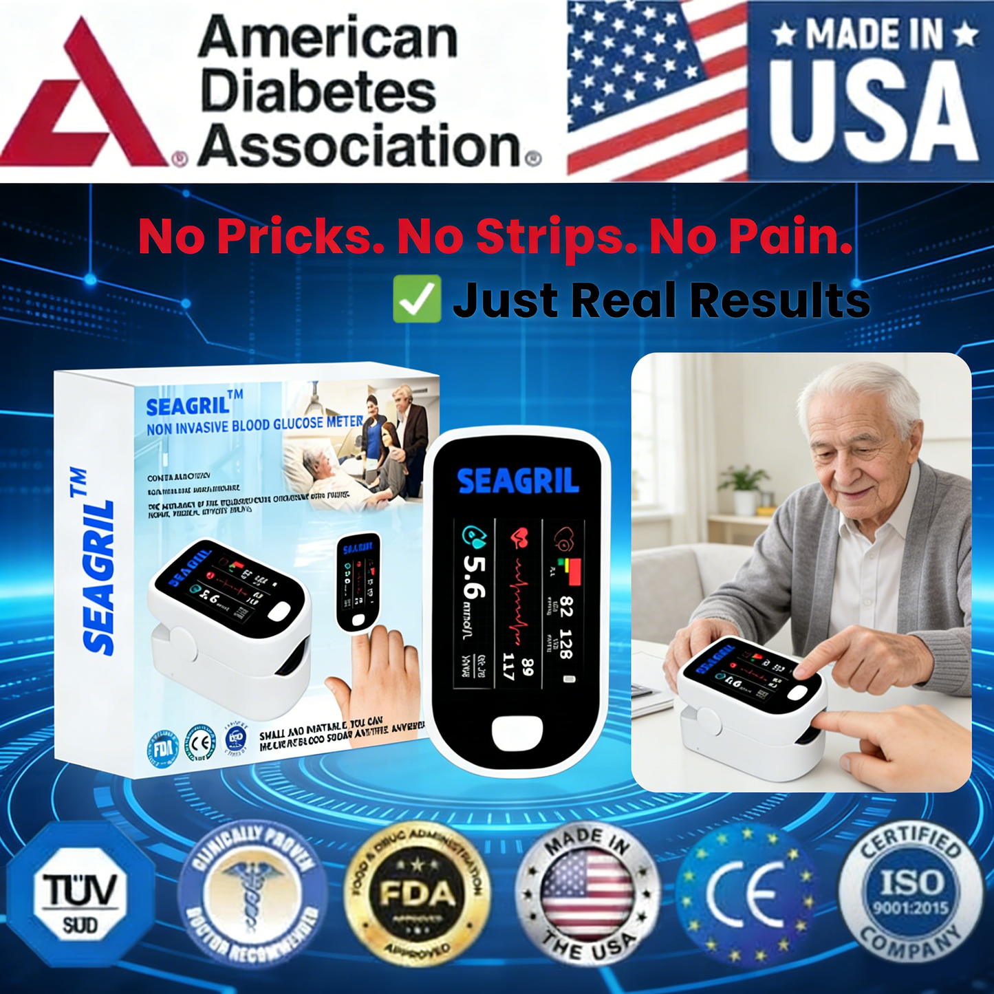 SEAGRIL™ 2026 New Advanced Non-invasive Glucose Monitor - 99.9% Accuracy + Exclusive Gifts ✅ TGA Certified