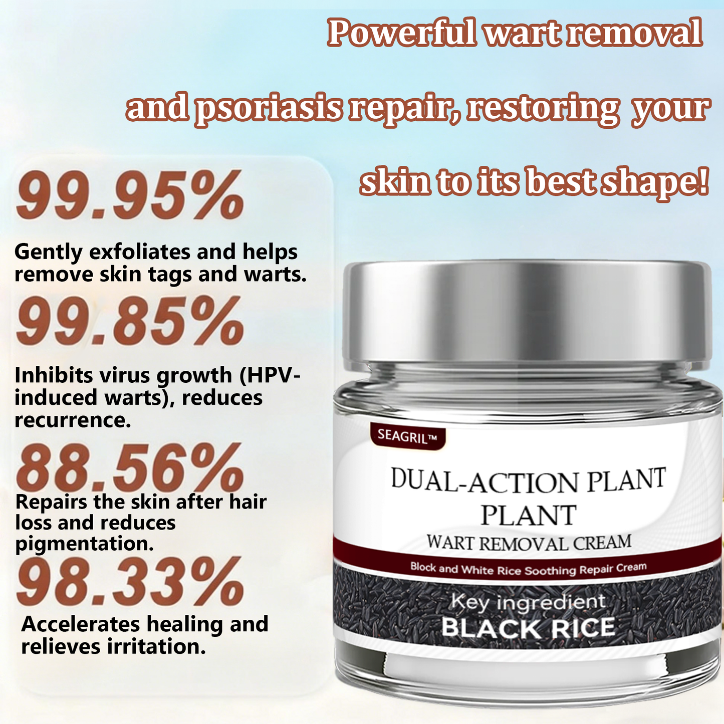 👑👑 SEAGRIL™ 𝐁𝐥𝗮𝐜𝐤 𝐑𝐢𝐜𝗲 𝐒𝐤𝗶𝐧 𝐑𝗲𝐩𝐚𝗶𝐫 𝐄𝐬𝐬𝗲𝐧𝐜𝐞 𝐂𝐫𝗲𝗮𝐦 ⚕️ 𝗠𝗛𝗥𝗔 𝗖𝗲𝗿𝘁𝗶𝗳𝗶𝗲𝗱 (𝗘𝗹𝗶𝗺𝗶𝗻𝗮𝘁𝗲𝘀 𝘄𝗮𝗿𝘁𝘀 𝗮𝗻𝗱 𝘀𝗸𝗶𝗻 𝘁𝗮𝗴𝘀, 𝗿𝗲𝗹𝗶𝗲𝘃𝗲𝘀 𝗽𝘀𝗼𝗿𝗶𝗮𝘀𝗶𝘀, 𝗶𝗺𝗽𝗿𝗼𝘃𝗲𝘀 𝗸𝗲𝗿𝗮𝘁𝗶𝗻 𝗯𝘂𝗶𝗹𝗱-𝘂𝗽 𝗮𝗻𝗱 𝗳𝗼𝗹𝗹𝗶𝗰𝘂𝗹𝗮𝗿 𝗸𝗲𝗿𝗮𝘁𝗶𝗻𝗶𝘇𝗮𝘁𝗶𝗼𝗻, 𝗳𝗮𝗱𝗲𝘀 𝗽𝗶𝗴𝗺𝗲𝗻𝘁𝗮𝘁𝗶𝗼𝗻, 𝘀𝘂𝗻 𝘀𝗽𝗼𝘁𝘀 & 𝗮𝗴𝗲 𝘀𝗽𝗼ts)
