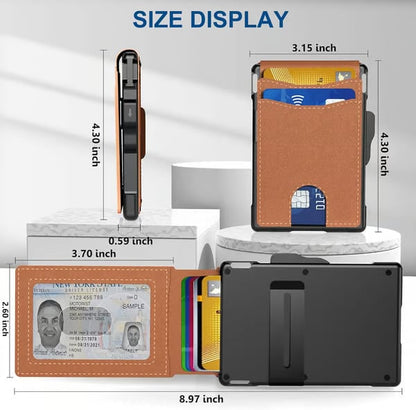 🔥Last Day Promotion 79% OFF--Men's Simple Bifold Wallet- with Pop Up Aluminum Case Money Clip Slim Leather Slots Credit Card Holder RFID Blocking Bifold Minimalist Wallet(🎁Perfect Gift)