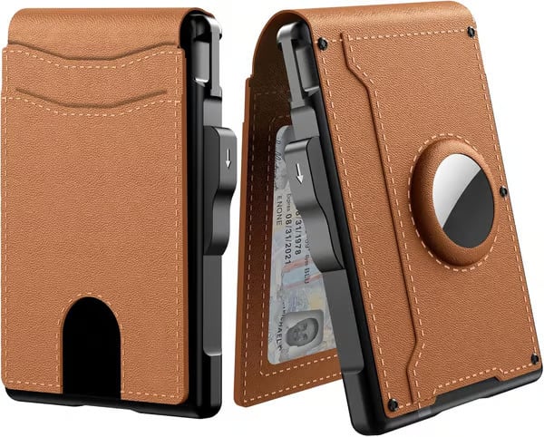 🔥Last Day Promotion 79% OFF--Men's Simple Bifold Wallet- with Pop Up Aluminum Case Money Clip Slim Leather Slots Credit Card Holder RFID Blocking Bifold Minimalist Wallet(🎁Perfect Gift)