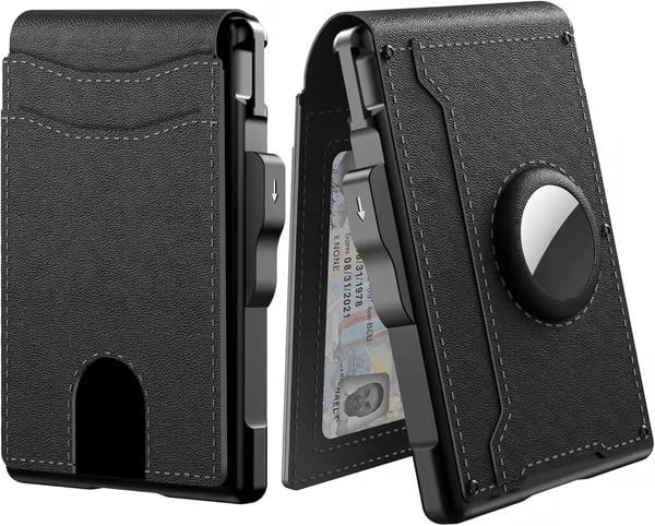 🔥Last Day Promotion 79% OFF--Men's Simple Bifold Wallet- with Pop Up Aluminum Case Money Clip Slim Leather Slots Credit Card Holder RFID Blocking Bifold Minimalist Wallet(🎁Perfect Gift)