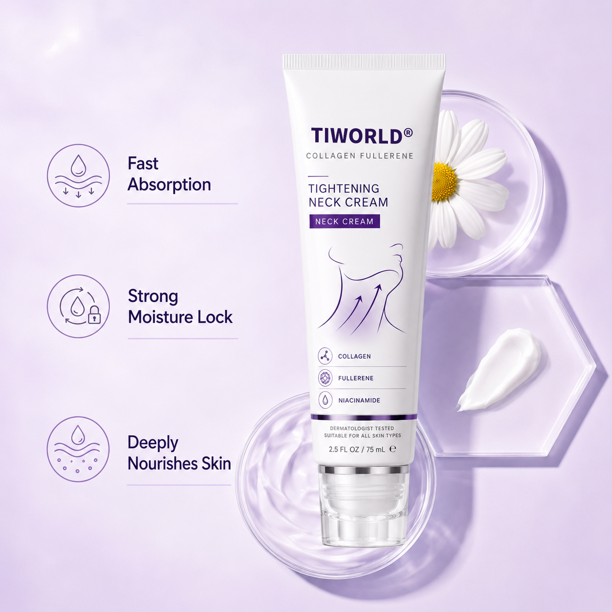 ✨ Tiworld Instant Neck Lift Cream  — 🧴 Infused with Retinol & Hyaluronic Acid | Firms the Neck, Reduces Wrinkles & Double Chin